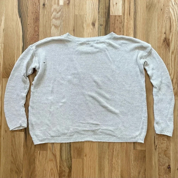 Vince 100% Linen Distressed Beige Sweater Size S - Picture 3 of 3